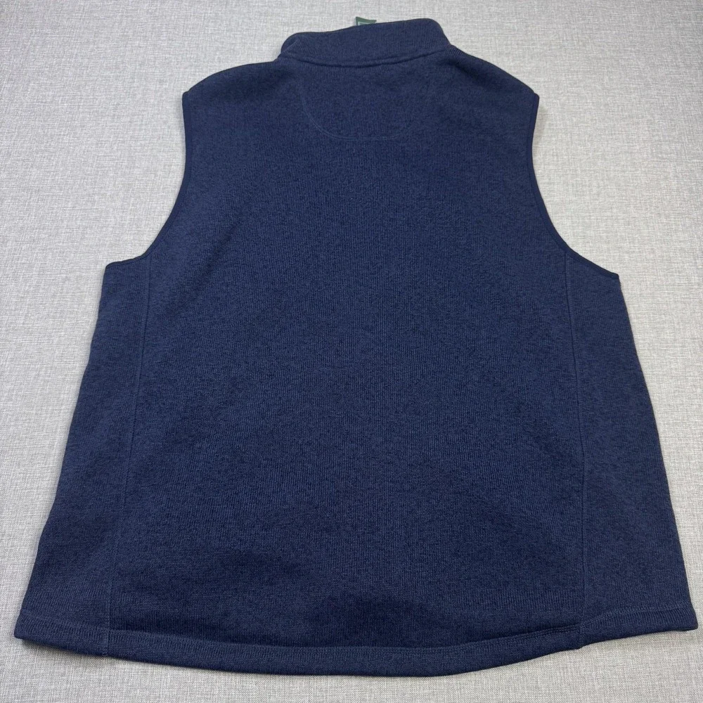 L.L. Bean Sweater Fleece Vest Jacket Mens XL Blue Mock Neck Full Zip
